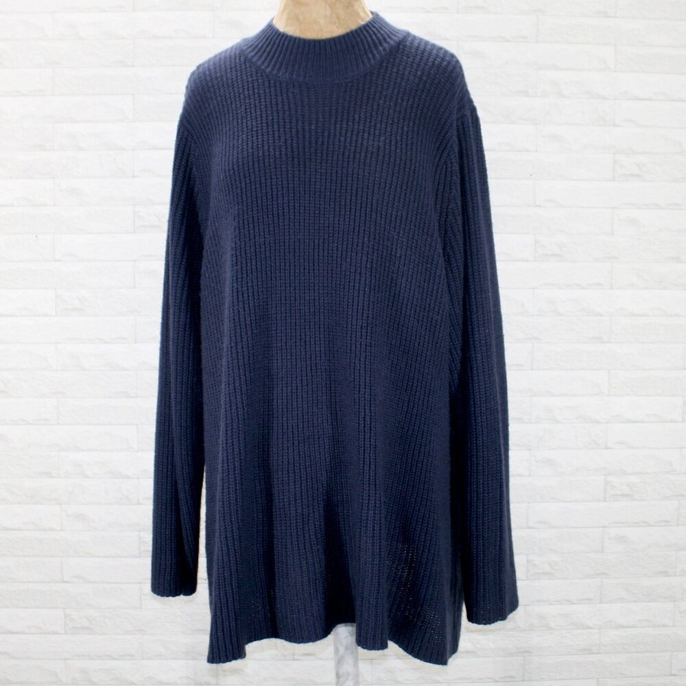 WOMAN WITHIN Sweater Crewneck Oversized Mock Turtleneck Navy Blue Plus Size 2X